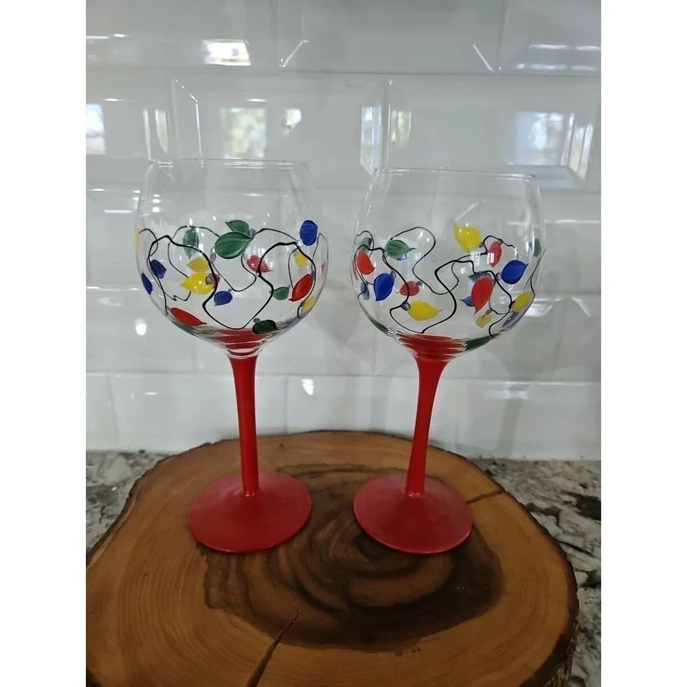Celebration Goblets Set of 4 Home Essentials & Beyond Hand Painted Christmas Art
